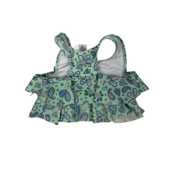 NWT RuffleButts Sea Glass Paisley Flounce Swim Top Only Girls 6 Swim - Picture 3 of 6